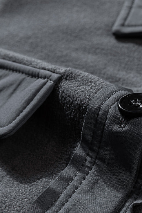 Turn Down Collar Buttoned Shirt Jacket